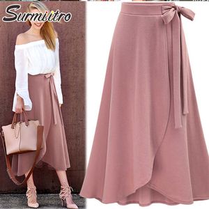 Surmiitro mode 6xl lente zomer midi lange wrap rok vrouwen Koreaanse stijl Mid-length hoge taille geplooide rok vrouw 210712