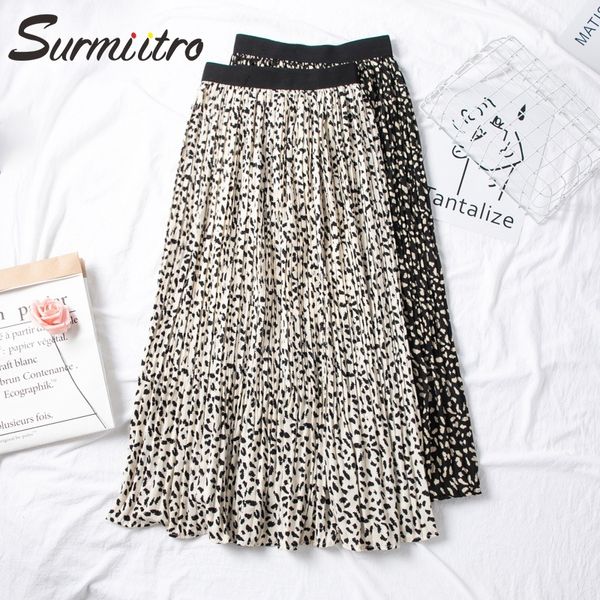 SURMIITRO Floral Imprimer Maxi Jupe Femmes Avec Taille Haute Pour 2021 Printemps Été Dames Noir Blanc Longue Jupe Plissée Femme 210309