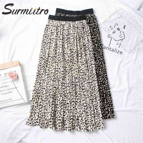 SURMIITRO imprimé fleuri Maxi jupe femmes avec taille haute pour printemps été dames noir blanc longue plissée femme 210708