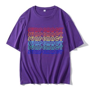 Camiseta multicolor de lujo de Surpemacy, camiseta con logo de letras para hombre, camiseta para mujer a la moda para parejas, camiseta de estilo chic de manga corta para estudiantes y estudiantes