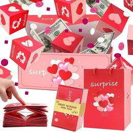 Surprise Explosion Coffret cadeau Cash Bounce Explosant avec des confettis pour cartes d'argent Po Joyeux anniversaire Anniversaire Saint-Valentin 240113