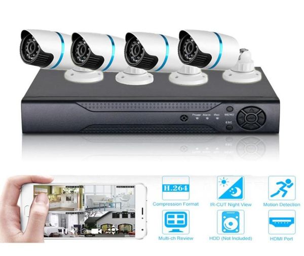 Vigilancia 4CH AHD 1080N Sistema DVR Día Noche Kit de cámara impermeable para exteriores CCTV Sistemas de seguridad para el hogar 2078669