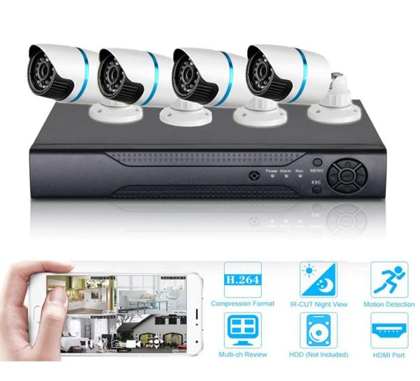 Vigilancia 4CH AHD 1080N Sistema DVR Día Noche impermeable kit de cámara al aire libre CCTV SEGURIDAD DE SEGURIDAD HOME5700356