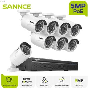 Herramientas de vigilancia Sistema de cámaras de videovigilancia SANNCE 5MP POE 8CH H.264+ Grabadora NVR de 8MP Cámaras de seguridad de 5MP Grabación de audio Cámaras IP POE
