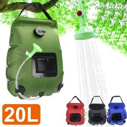 Overleving 20l Waterzakken Outdoor Camping Solar Douchebase opvouwbare verwarmingskamp Douche Wandelen Klimming Badtas Schakelbare douchekop