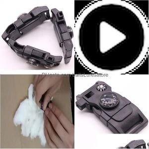 Survival Armbanden Paracord Armband Outdoor Mti-Functie Vlamfluit Gesp Paraplu Geweven Doos Aessories Met Blade Drop Delivery