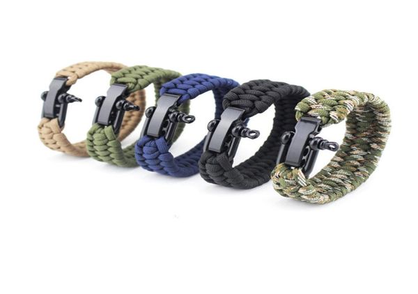 Bracelets de survie Paracord Parachute Camping Bracelet Boucle en acier inoxydable Escape Mix couleur Bracelet bracelet DHL Fast 6705085