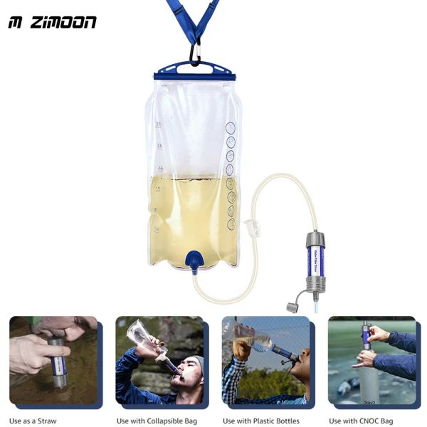 Système de filtre à eau par gravité de survie pour camping en plein air randonnée Kit d'urgence filtre à eau ultraléger avec fournitures de réservoir d'eau