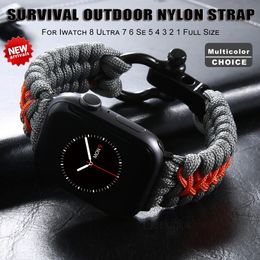 Sangle en nylon tressé extérieur de survie pour Bracelet de sport série 8 49mm 7 6 SE 5 4 3 41mm 45mm 40mm 44mm 42mm