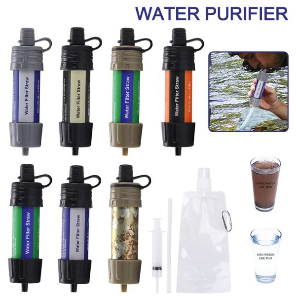 Purificador de agua personal de supervivencia Sistema de filtración de agua Purificación de camping Filtro de agua Pajitas Viajes al aire libre Emergencia de supervivencia