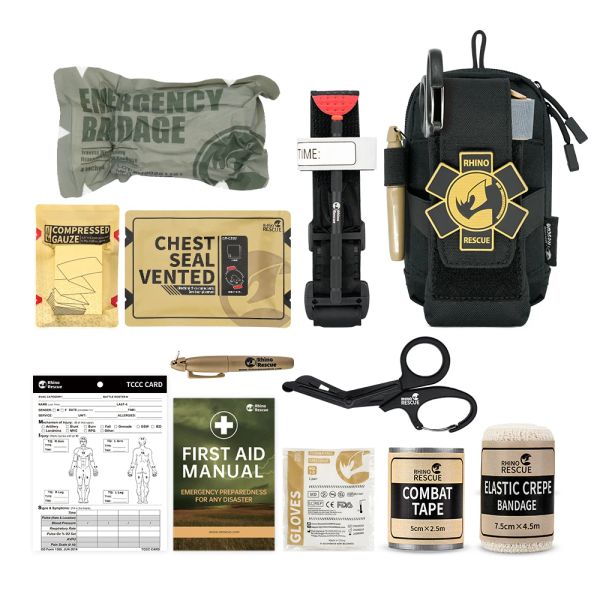 Survival Rhino Rescue Edc Pouche de premiers soins kit tactique de traumatologie de survie militaire MOLLE MOLLE UTILITY TOOLS SCHESCHES POUR LA RADICE DE CAMPING