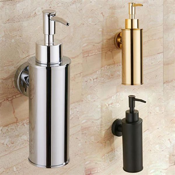 SUS 304 Distributeur de savon pour les mains de bain, salle de bains, shampoing liquide, bouteille de rangement, support mural, support de boîte en acier inoxydable or chromé noir 295T