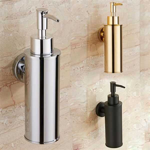 SUS 304 Distributeur de savon pour les mains de bain, salle de bains, shampoing liquide, bouteille de rangement, support mural en acier inoxydable, or chromé noir 322t