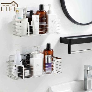 Sus roestvrijstalen wand gemonteerd badkamer plank shampoo houder punchfree cosmetische opslag caddy chaos rek bad accessoires j220702