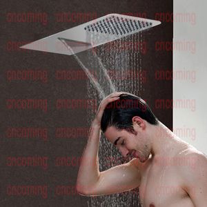 SUS304 cabezal de ducha cuadrado ultrafino en la pared superior accesorios de baño productos de baño espejo acabado lluvia cascada 500x200mm DF9001