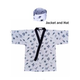 Sushi Chef Jacket Japan Catering Services Zephyr Print Cook Shirt Hoed Restaurant Keuken Uniform Cap Suit Hotel Ober Workwear