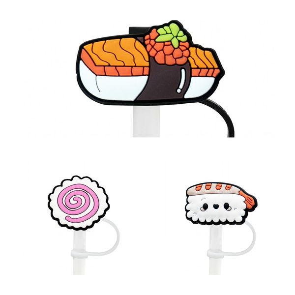 cubierta de paja de sushi topper molde de silicona accesorios cubierta encantos reutilizable a prueba de salpicaduras beber tapón de polvo decorativo 8 mm suministros de fiesta de paja