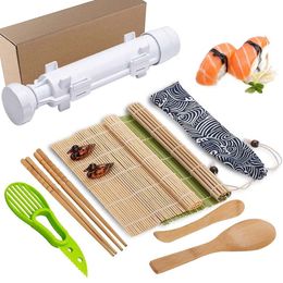 Sushi Tools 11 pièces faisant ensemble maison bricolage japonais moule à rouler Kit Nori Roll Maker pour débutant Bento accessoires outil de cuisine 230201