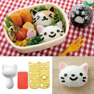 Sushi Tools 431pcs Silicone Rice Ball Mould Cute Cat Bunny Japanese Style Bento Maker Cooking Tools Sushi Nori Rice Mold Kitchen Gadgets 230327