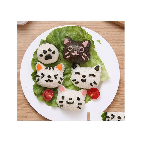 Herramientas de sushi 4 unids / set DIY lindo gato arroz molde mod bento fabricante sándwich cortador bola decoración cocina entrega entrega hogar jardín comedor dhfjt