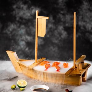 Sushi outils créatifs bambou Sushi bateaux Sashimi ensemble assiette Cuisine marmite fruits de mer ensemble assiette poisson cru tranche en bois Sushi bateau Q566