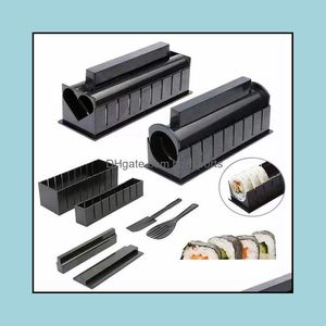 Strumenti per sushi Cucina Cucina Sala da pranzo Bar Giardino domestico Kit per sushi Maker Rotolo di riso Mod 10 pezzi Set completo di strumenti per rulli in plastica Gadget fai da te per alimenti