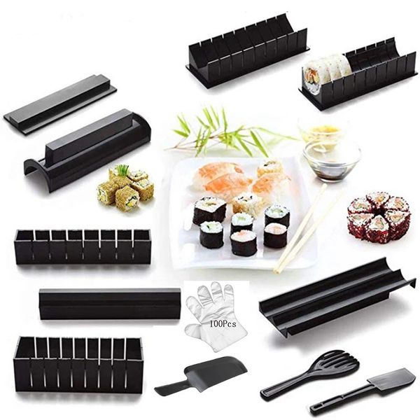 Sushi Tools Maker 12 pièces Kit en plastique ensemble d'outils de cuisineSushi SetSushi MoldRice Ball Cake Roll Mold 231204