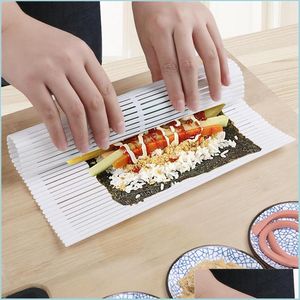 Sushi Tools Rouleau De Sushi Réutilisable Sea Nori Rideau Antiadhésif Diy Maker Tapis De Roulement En Plastique Accessoires De Cuisine Drop Delivery Home Gar Dhscl