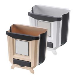 Type suspendu Poubelles Poubelle de cuisine Poubelle pliable Poubelle murale pour salle de bain Toilette Seau de stockage des déchets HKD230810