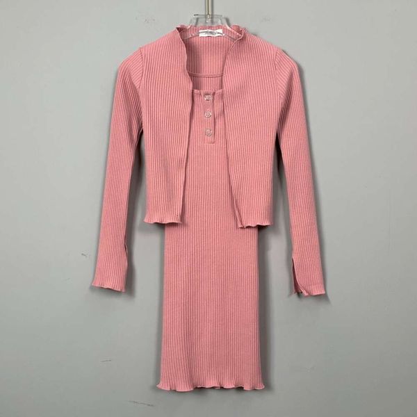 Gilet à bretelles à col carré pour femmes + cardigan, petite veste à manches longues, nouvelle robe coréenne à col en V, jupe courte ajustée et amincissante pour femmes 2SVNH