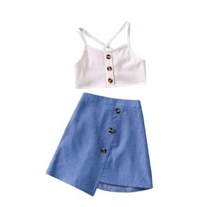 jarretel vest + rok tweedelige baby meisjes zomer kleding set kinderen kinderkleding pak