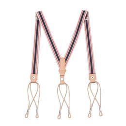 Bretels 25 cm heer retro eerste laag cowhide Suspenders broeken sling elastische suspener lederen riem voor mannen dames knopband 221205