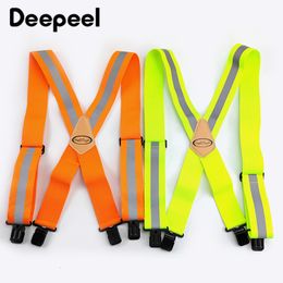 Suspenders Deepeel 1 pc 5*120cm heren Suspenders Werk Suspender Elastische brede instelbare X Type Strap Fluorescent Orange Tool Sling Brace 230411