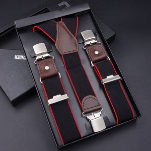 Suspenders Genuine Leather Men's 36 Clips Braces Suspensor Adjustable Belt Strap Bretelles Vintage Male Garter For Shirt 230307
