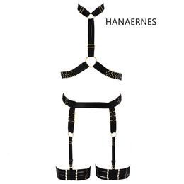 Bretelles HANAERNES femme punk gothique carnaval costume métal boucle pleine cage ceinture sous-vêtements jarretière élastique creux haut femme bretelles 230921