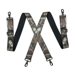 Suspenders zware camouflage mannen werken 5cm2inch brede Big Tall Xback 4 zwenk snaphaken verstelbare elastische broekbeugels 230217