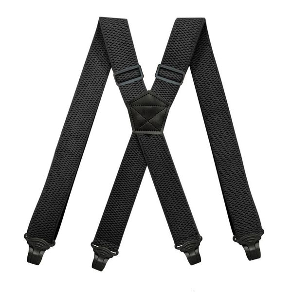 Bretelles Bretelles de travail robustes pour hommes, 3,8 cm de large, dos en X avec 4 fermoirs à pince en plastique, bretelles élastiques réglables pour pantalon, noir 230921
