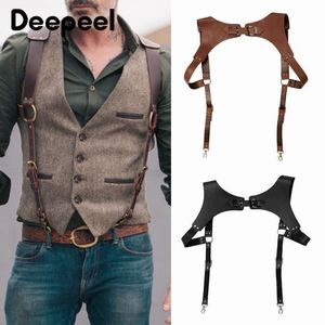 Suspenders heren bretels vintage lederen beugels beugels Suspender mannen harnas punk borst schoudergordel riem riem mode kleding accessoires 230411