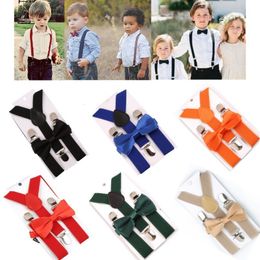 Bretelles Soild Couleur Enfants Ceinture Bowtie Set Bébé Garçons Filles Bretelles Clipon YBack Bretelles Noeud Papillon Élastique Enfants Réglable 230717