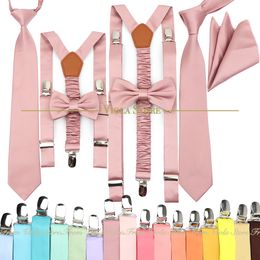 Suspenders Top kleur roze groene mannen Kid Solid Polyester Suspenders BUG Tie Hankie Sets Wedding Party Brace Braps Geschenkaccessoire 2 Size 221205