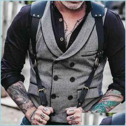 Suspenders vintage lederen Suspender mannen Medieval Renaissance Harness Punk Chest Shoder Belt Riem Suspensorio Accessories D DHD7V