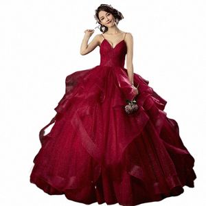 Bretelles vin rouge Quinceanera Dres 2023 Princ robe de bal douce robes de 15 Anos Quinceanera m7H2 #