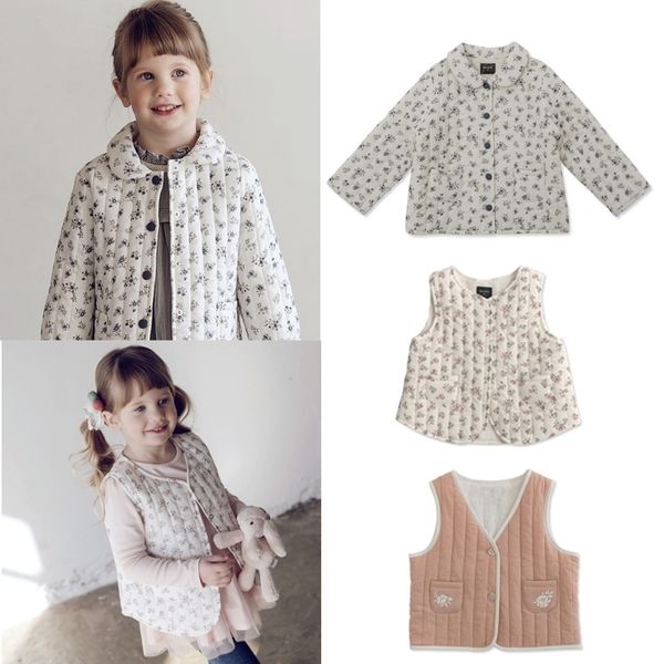 Susu 2020 Nuevo invierno Niños Chaqueta cálida de algodón para niñas Lindo abrigo de estampado de flores Bebé Niño Niño Moda Outwear Ropa LJ201125