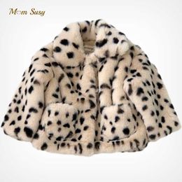 Susy mode nieuwe baby meisje jongen winterjas luipaard faux bont dikke baby wijfje warme jas bont baby kleding uitloper 1-8Y H0909