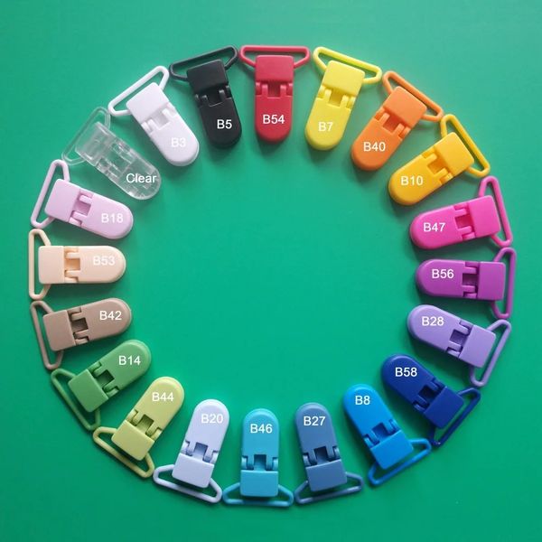 Sutoyuen 100pcs 25 mm mélange 20 couleurs Clips de jouet du support de sucette en plastique respectueux de l'environnement