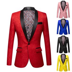 Sutumn/hiver rose jaune noir blanc vêtements pour hommes européens et américains à manches longues lourd Jacquard veste de costume à la mode 240304