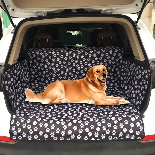 SUV Tronco Cubierta de asiento Impreso Negro Impermeable Oxford Tela Pet Pad Dog Car Mat Pads 201130