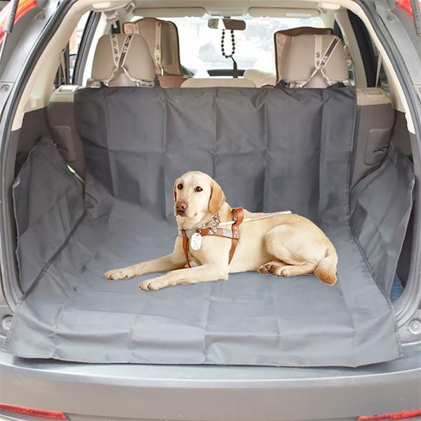SUV Tronco Cubierta de asiento Impreso Negro Impermeable Oxford Tela Pet Pad Dog Car Mat Pads LJ201028