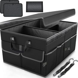 Organisateur de rangement pour coffre de SUV, compartiments multiples pliables, fond antidérapant, sangles de fixation réglables, housse pliable