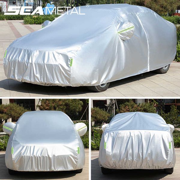 SUVSedan Cover avec Side Zipper Outdoor Car Sun Shade Protector Étanche à la poussière Extérieur Neige Couvre Bande RéfléchissanteHKD230628